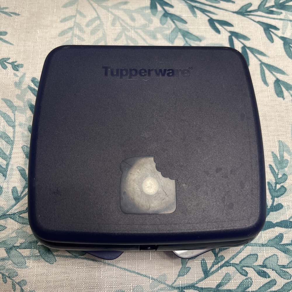 Tupperware Sandwich Keeper Used Clamshell Design‎ Blue #8203A-4 Made In Mexico